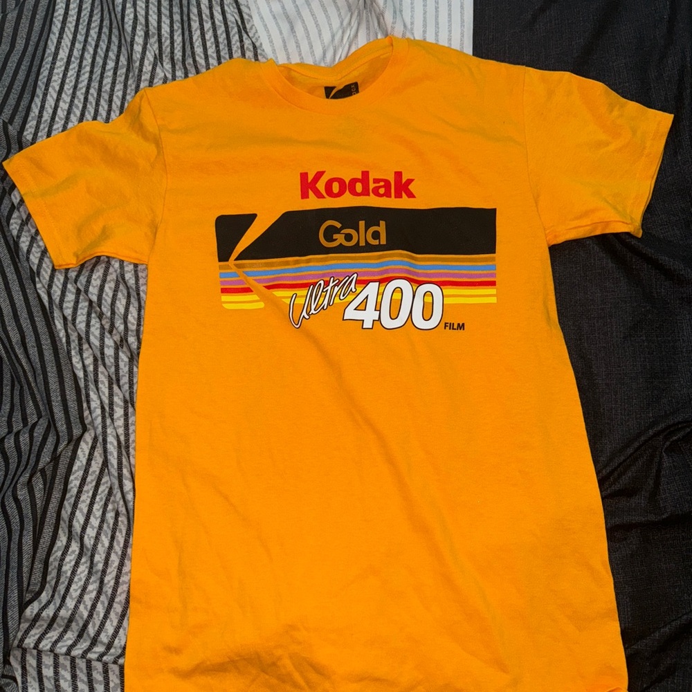 Kodak Womens T-Shirt  Size S  Yellow Logo Print Short Sleeves Cotton Kodak Gold